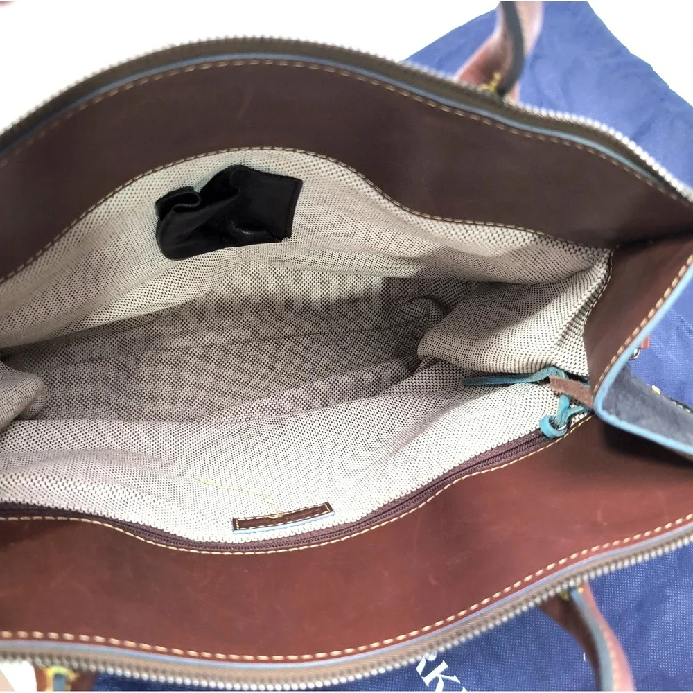 2005 Dooney & Bourke Bolero Western Satchel Black/Brown Leather Conchos Dust Bag